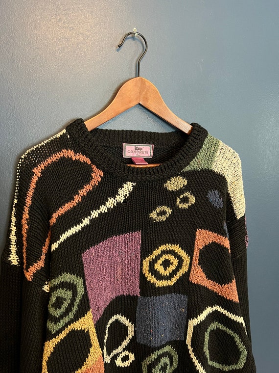 Vintage 90’s Concrete Mix Knit Pattern Sweater Size L… - Gem