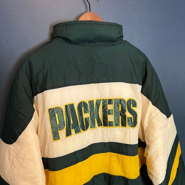 Vintage 90’s Locker Line Green Bay Packers Down Puffer Zip Jacket Size X Large NFL