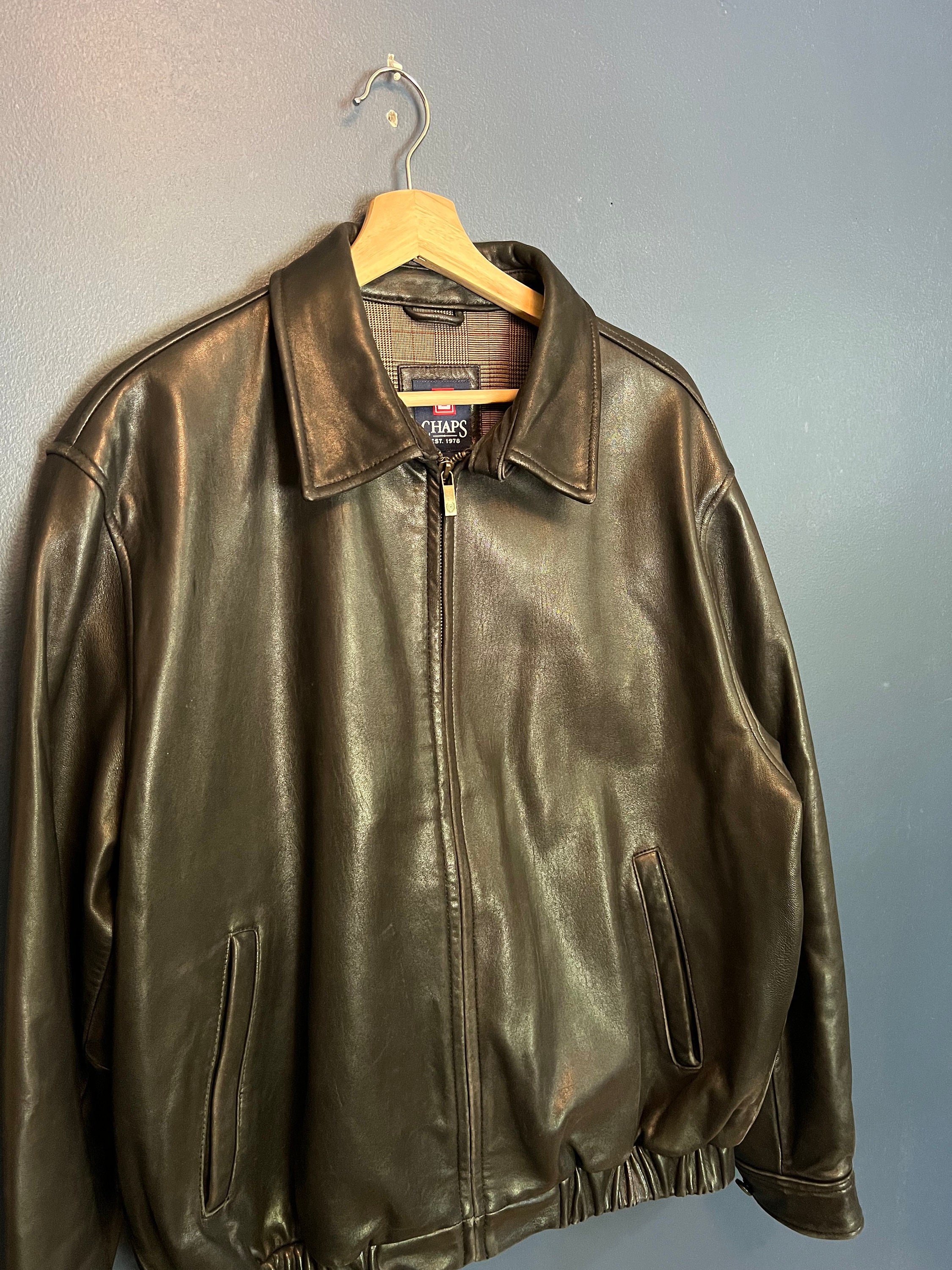 Vintage Y2K Chaps Ralph Lauren Leather Zip Jacket Size XL - Etsy