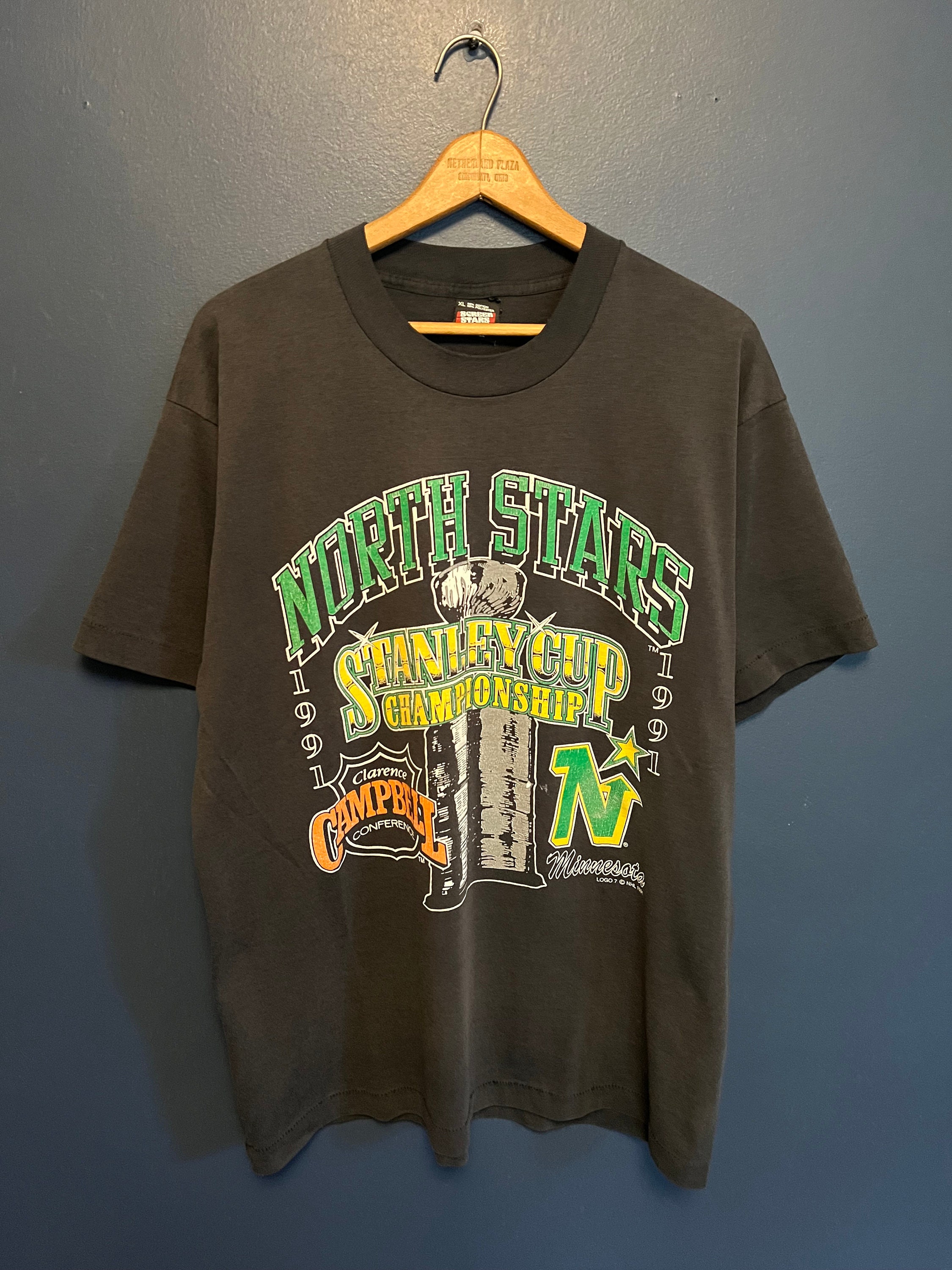 Vtg Single Stitch Stanley Cup 1991 Minnesota North Stars NHL Hockey Large  TShirt