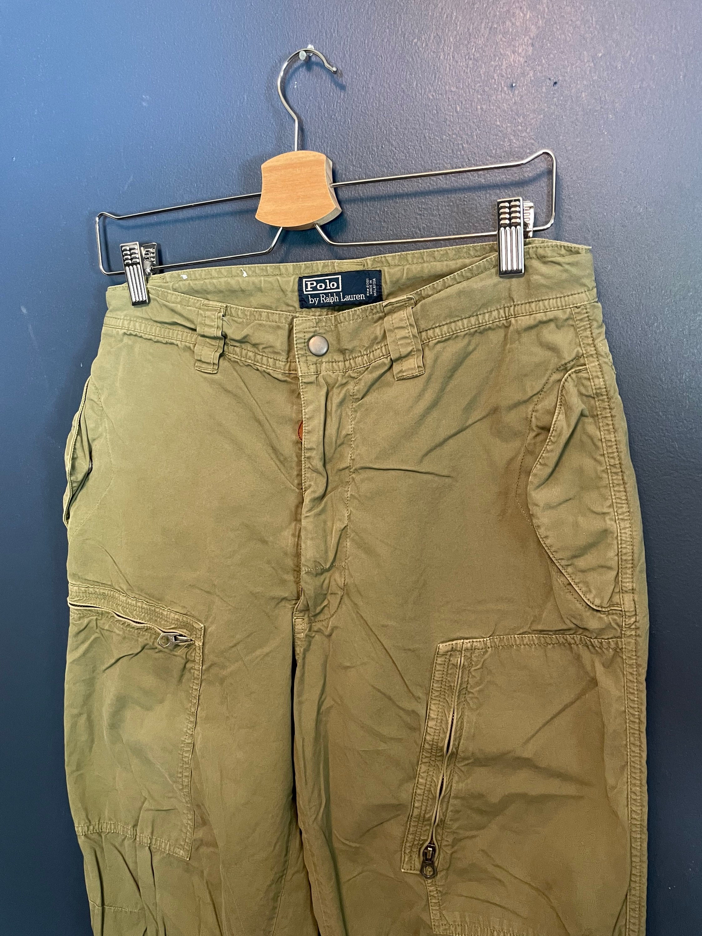 Vintage Y2K Polo Ralph Lauren Military Zip Cargo Trouser Pants Size 30x34