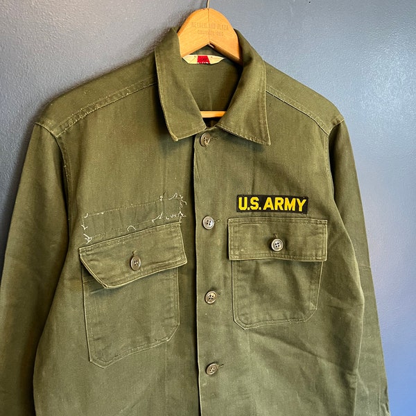 Vintage 60’s US Army OG 107 Button Up Shirt Size Large