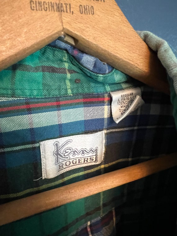 Vintage 90’s Kenny Rodgers Plaid Cotton Flannel S… - image 2