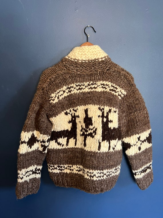 Vintage 60’s Zip Deer Knit Pattern Cowichan Sweat… - image 3