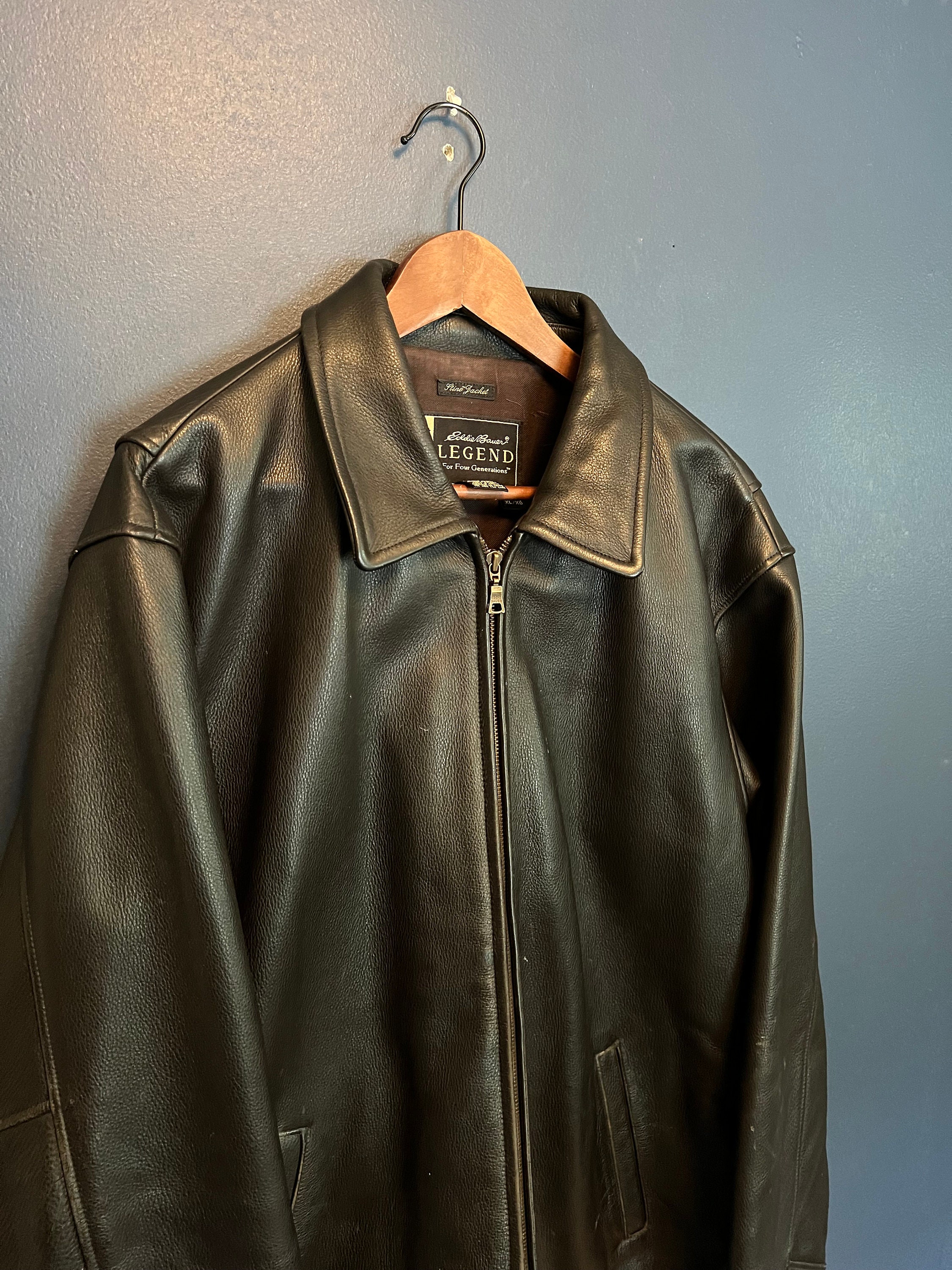 Vintage 90s Eddie Bauer Legend Stein Leather Zip Jacket Size Vintage 90s Eddie Bauer Legend Stein Leather Zip Jacket Size