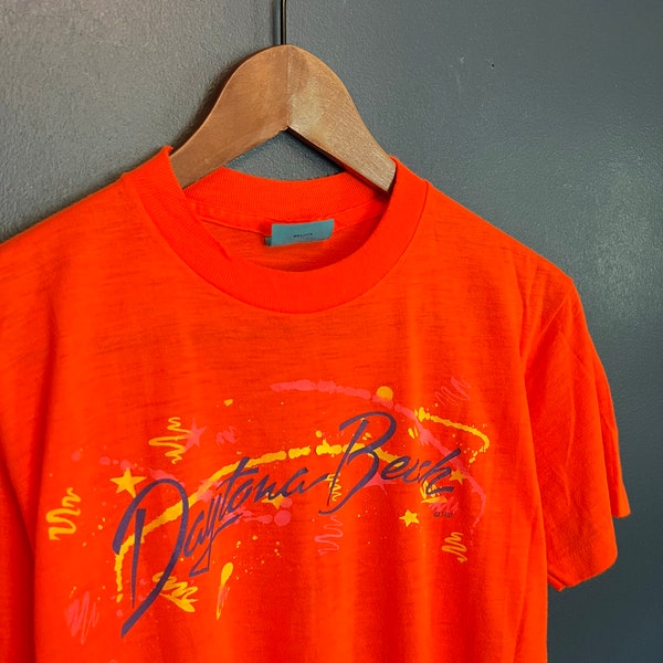 Vintage 80’s Sneaker Daytona Beach Orange T Shirt Tee Size S/M USA Made