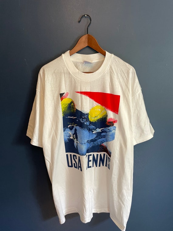 Vintage USTA USA Tennis T Shirt Tee 