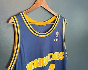 Vintage 90’s Champion NBA Basketball Golden State Warriors Chris Webber Jersey Size 48 XL