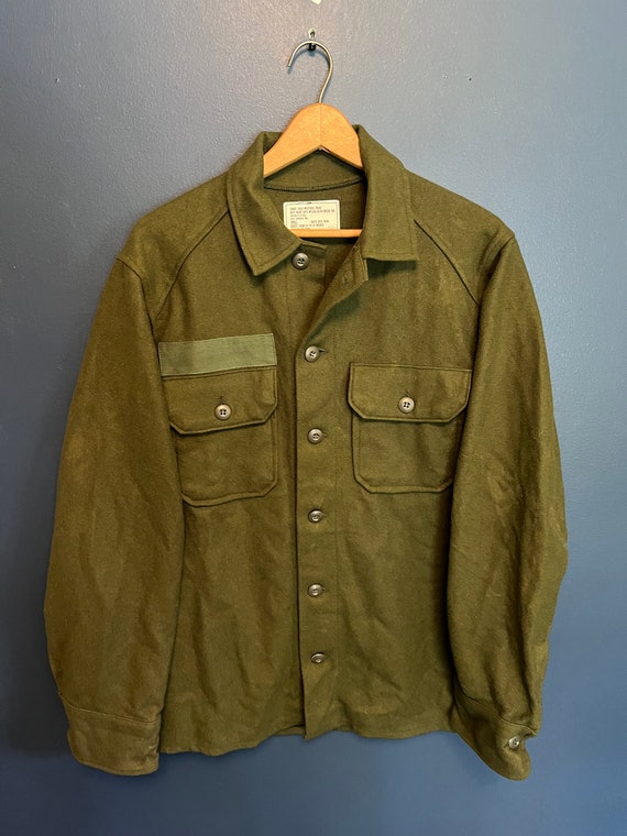 Vintage 70’s OG 108 US Army Olive Green Wool Butt… - image 3