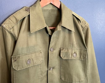 Vintage 50’s Military Button Up Field Shirt Size Small