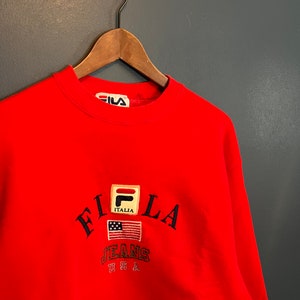 Vintage 90’s Fila USA Jeans Embroidered Crewneck Size X Large