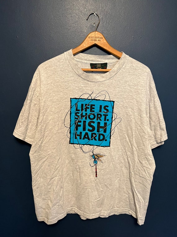 Vintage 90s Orvis Life is Short Fish Hard Fly Fishing T Shirt Tee Size  Large -  Norway