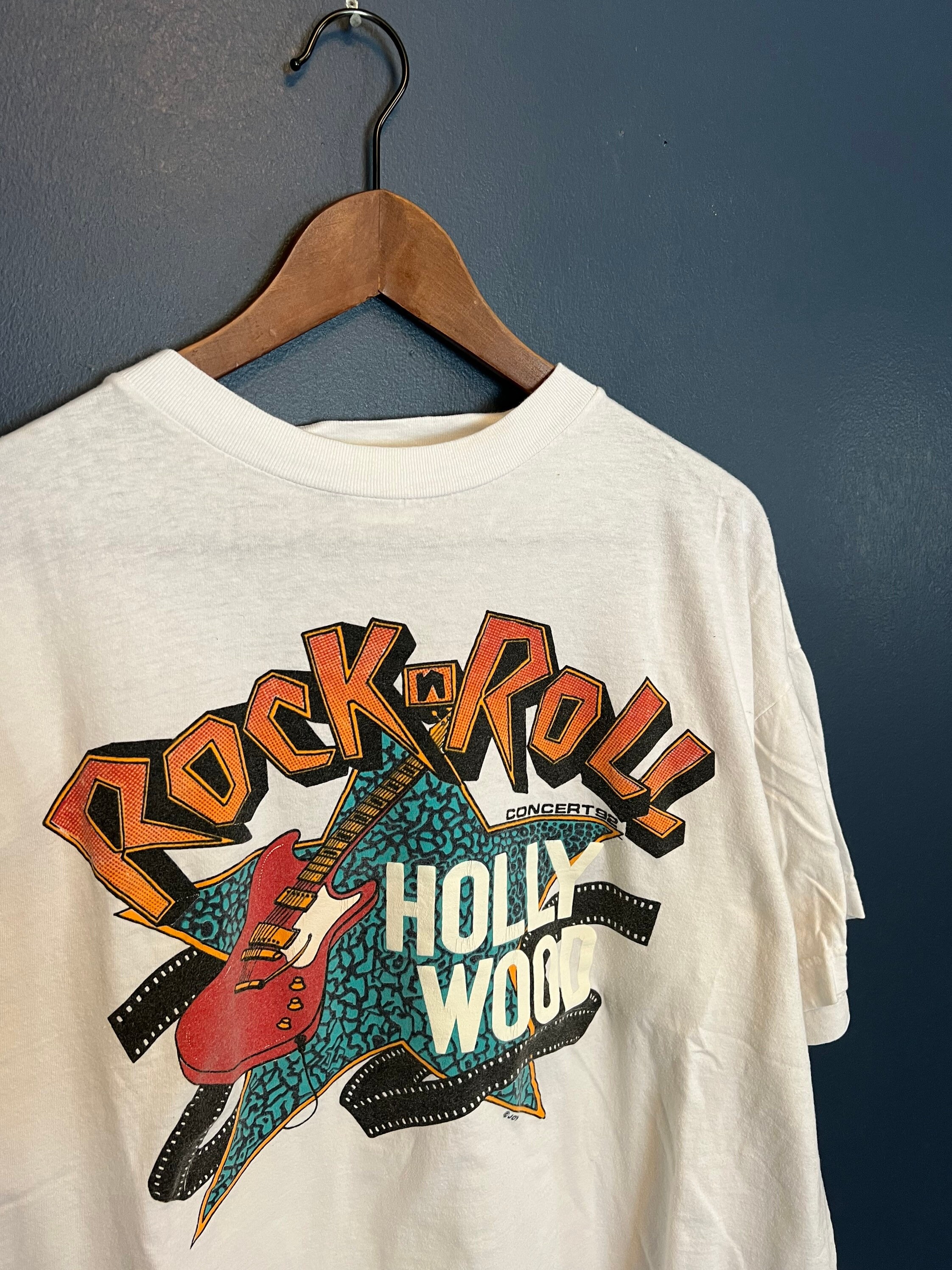 Distill Tage med Arving Vintage 90s Rock and Roll Hollywood Concert Guitar T Shirt - Etsy