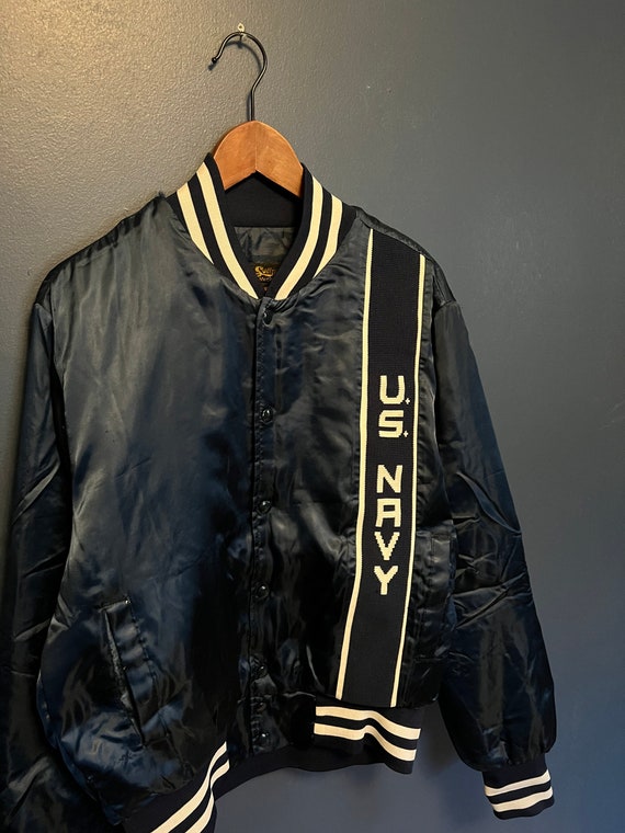 Vintage 80’s Swingster US Navy Nylon Snap Satin J… - image 1