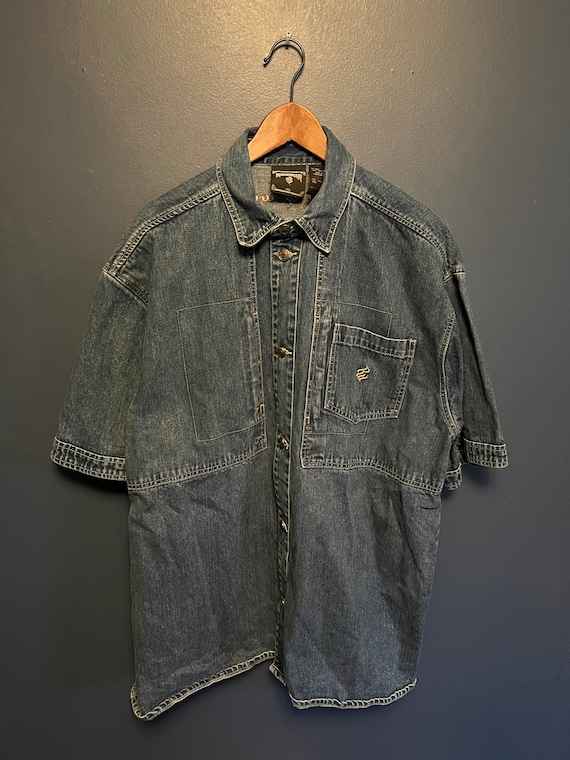 Vintage Y2K Rocawear Denim Button Up Shirt Size X… - image 2
