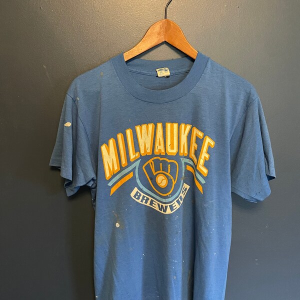 Vintage 80’s Milwaukee Brewers MLB Baseball T Shirt Size Large USA Made Single Stitch