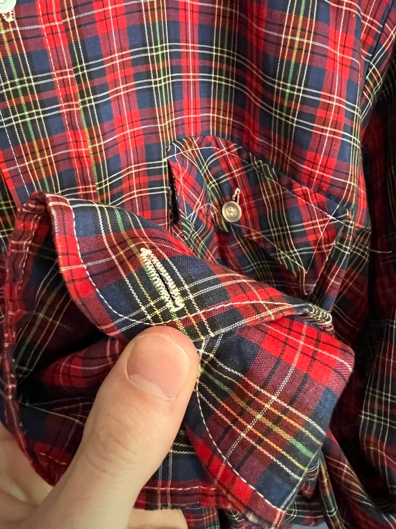 Vintage 80’s Levi’s Checkered Plaid Button Up Fla… - image 5