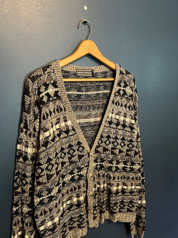 Vintage 90’s David Taylor Knit Pattern Cardigan Sw