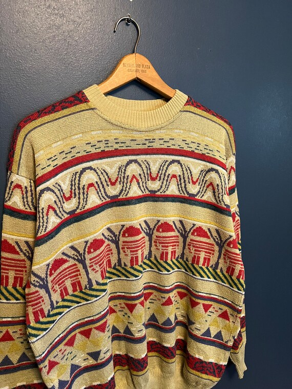 Vintage 90’s Coogi Style Graphic Knit Sweater Size