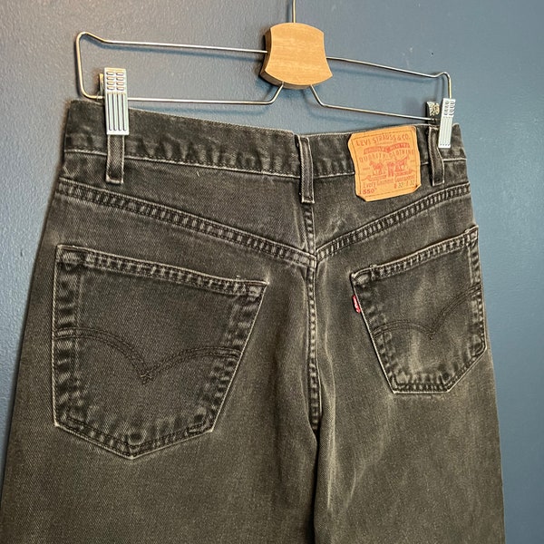 Vintage 90's Levis 550 Black Denim Jeans Autoreparaciones Tamaño 32