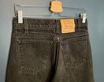 Vintage 80’s Levis Orange Tab Black Denim Jeans Size 31/34 USA Made