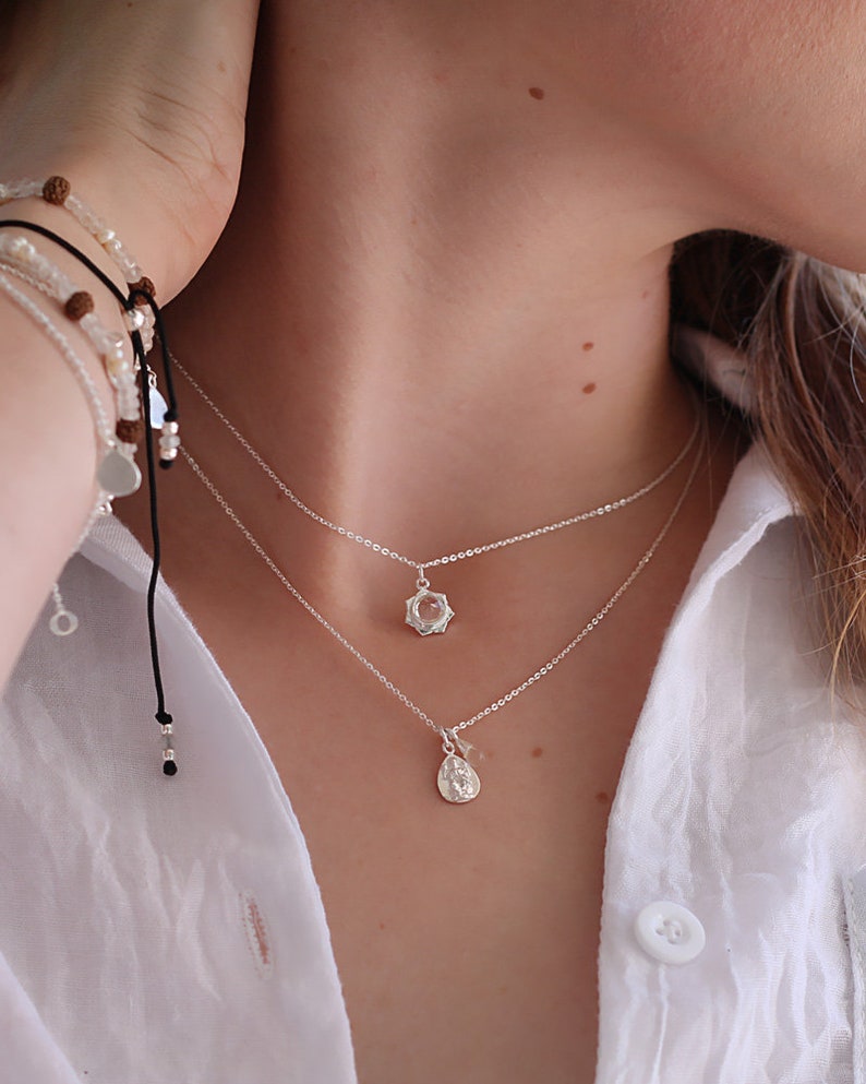 Lotus Necklace Sterling Silver Lotus Necklace Crystal Lotus Necklace Lotus Necklace