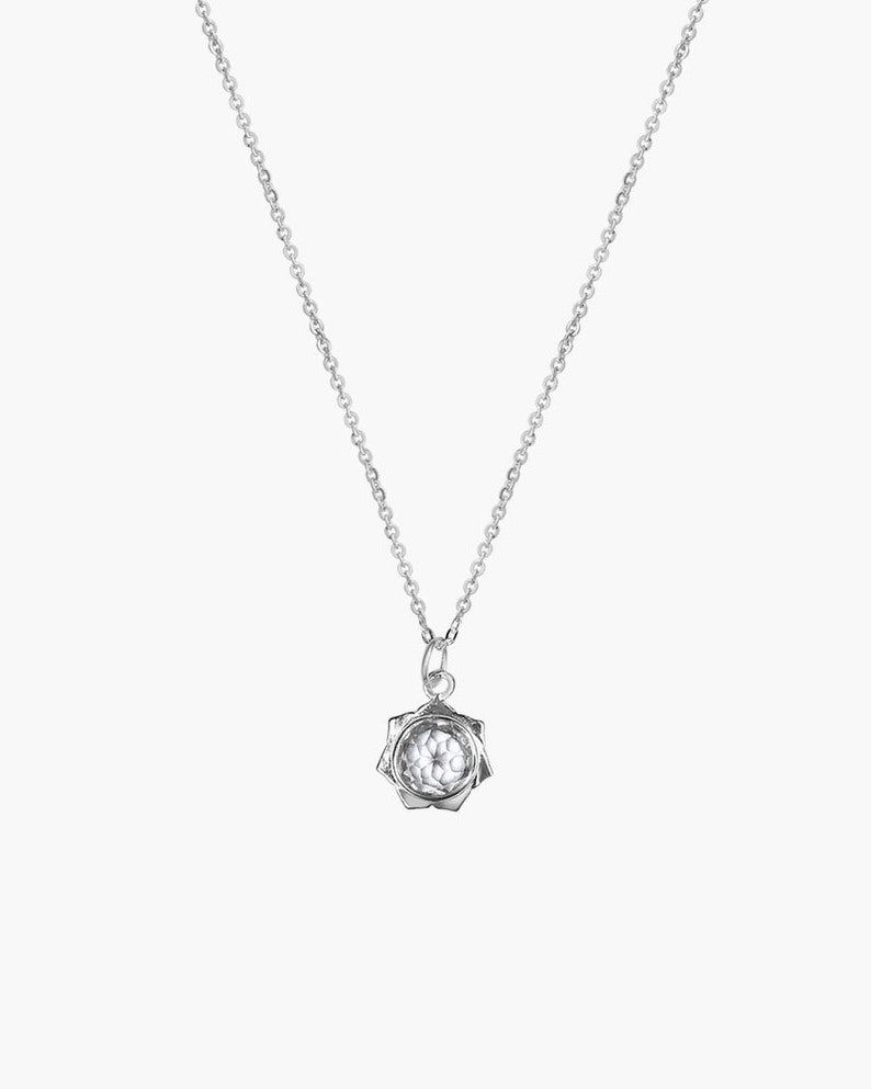 Lotus Necklace Sterling Silver Lotus Necklace Crystal Lotus Necklace Lotus Necklace