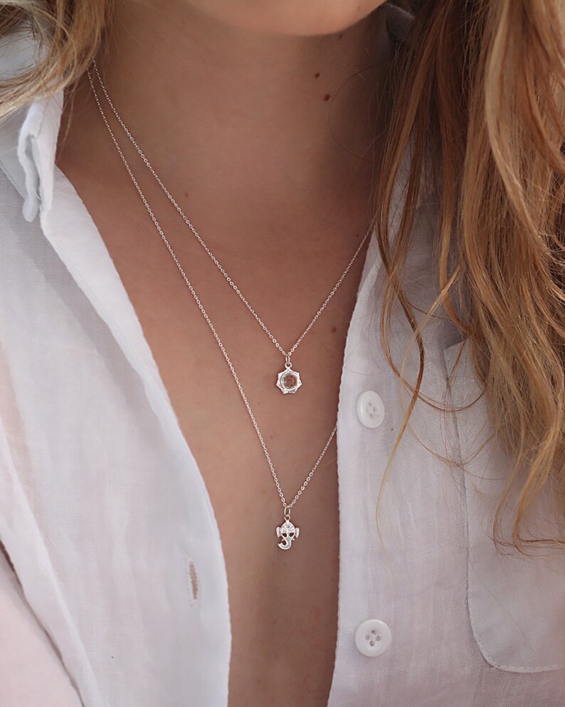 Lotus Necklace Sterling Silver Lotus Necklace Crystal Lotus Necklace Lotus Necklace
