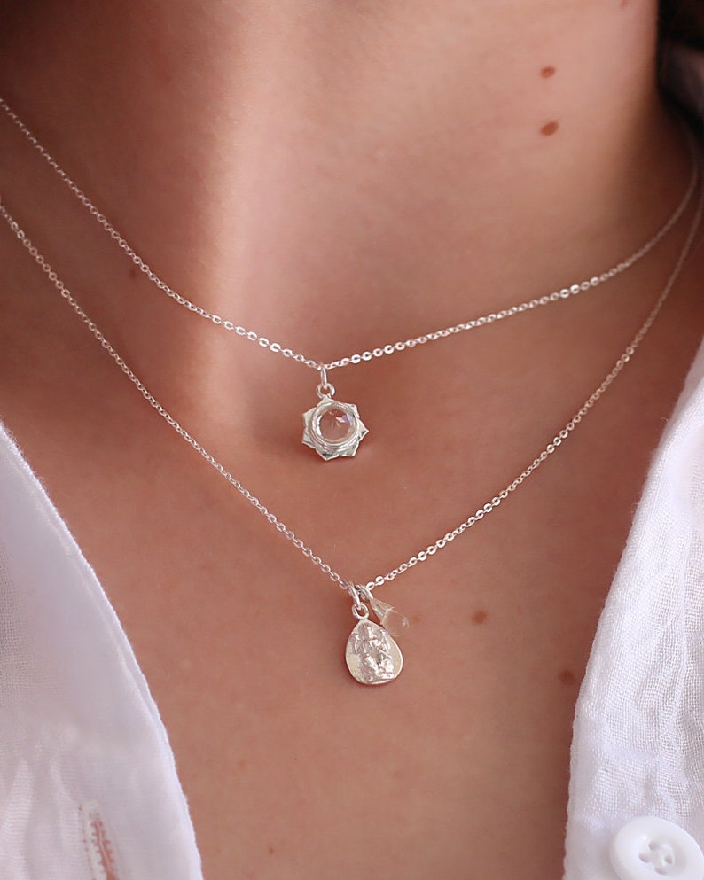 Lotus Necklace Sterling Silver Lotus Necklace Crystal Lotus Necklace Lotus Necklace