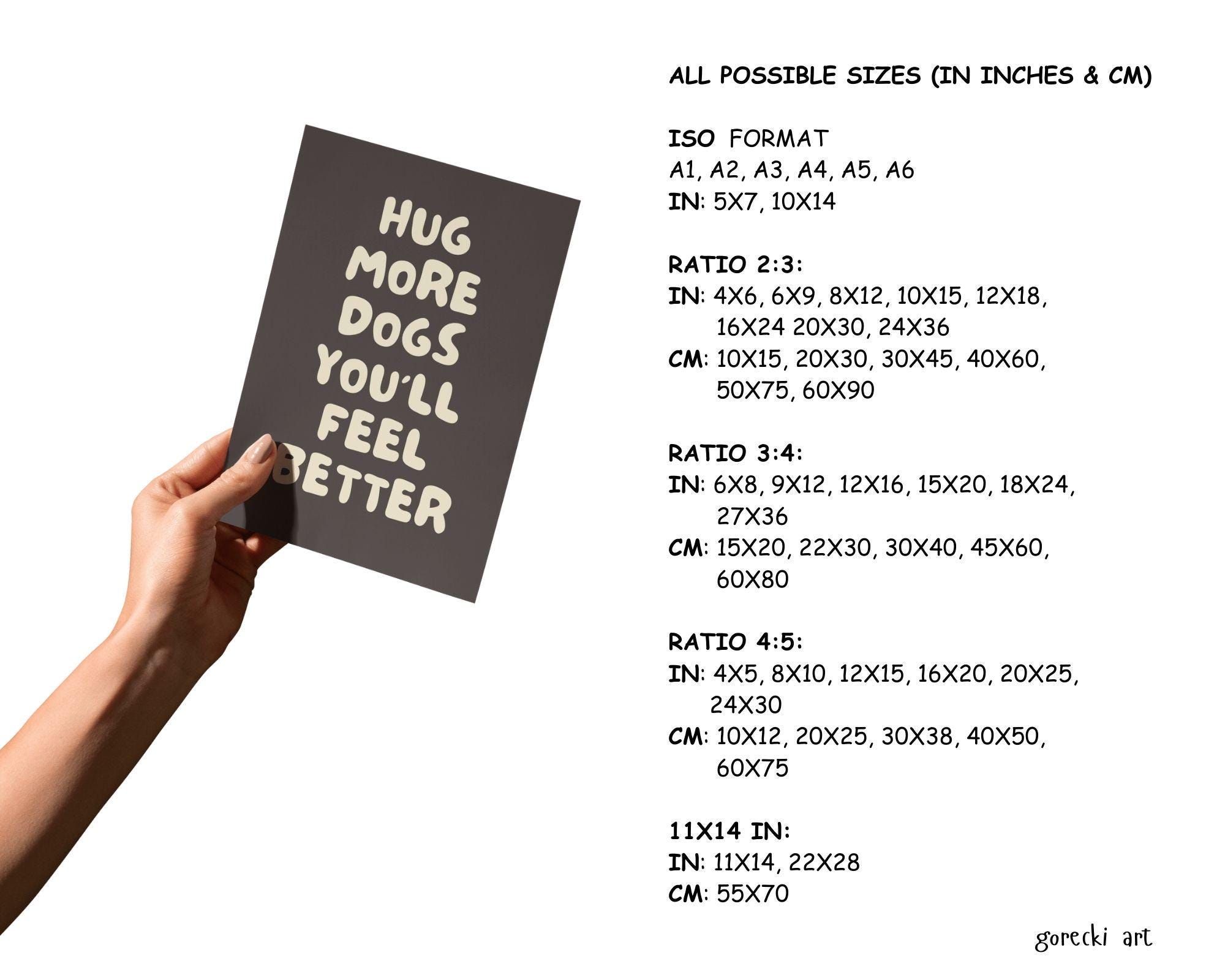 Hug More Dogs Poster: Funny Pet Decor, Positive Quote (digital Download ...