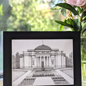 Lady Lever Art Gallery Mounted Print; Port Sunlight, Wirral, Wirral gifts, pen and ink, lever, unique gifts, art, home decor, wall art