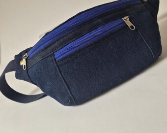 Upcycled Denim Bum Bag, Handmade Recycled Jean Fanny Pack, Eco Sling Bag