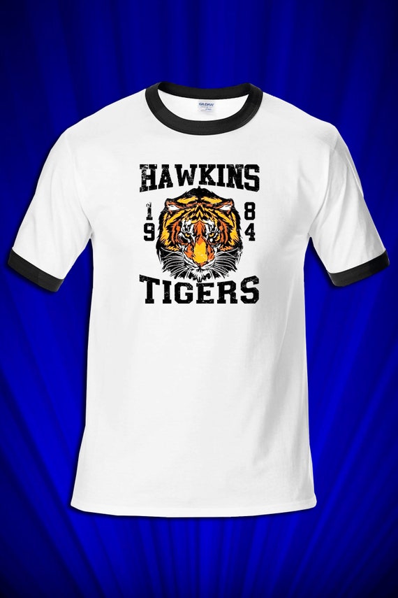 Hawkins Tigers Ringer T-SHIRT FREE Ship USA Stranger Things