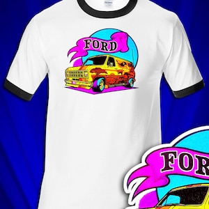 Ford Van Vintage 1976 Mopar Hot Rod RINGER Tee T-SHIRT free S&H USA