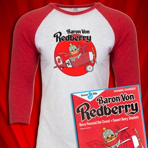 Baron Von Red Berry Cereal Retro Raglan Jersey T-SHIRT FREE ship USA