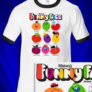 Funny Face Drink Mix retro RINGER t-shirt FREE S&H USA Saturday Morning Cartoons Kool-Aid