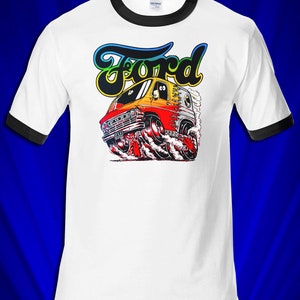 Ford Van 1970s Hot Rod Mopar Ringer T-SHIRT FREE ship USA