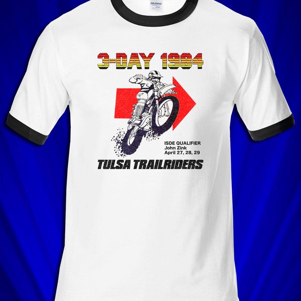 Tulsa Trail riders Motocross Qualifier 1983 Ringer T-shirt FREE S&H