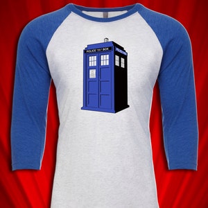 Tardis Retro Raglan Jersey T-SHIRT FREE ship USA