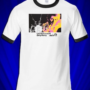 Dirty Harry Vintage Style RINGER Adult T-shirt Clint Eastwood