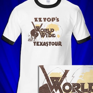 Tejas World Wide Tour 1976 Ringer T-SHIRT FREE ship USA Double Sided tee