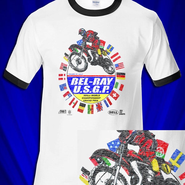 Bel-Ray Motocross Championships 1980 Ringer T-shirt FREE S&H