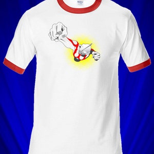 Ultraman Japanese tv Retro Ringer T-SHIRT FREE ship USA Kyodai Superhero
