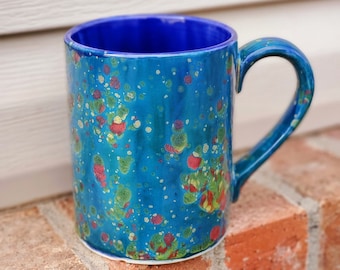 Monet's Pond Indigo Jade Jumbo 24 Oz Mug, Extra Large Mug, Blue Mug, Hand Glazed, Ceramic Pottery Mug, Tea Mug, Coffee Mug