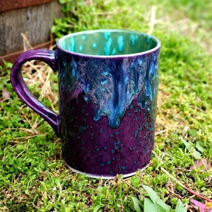 Floral Fantasy Peacock Purplelarge 16 Oz Mug, Large Mug, Hand Glazed, Tea  Mug, Coffee Mug, Unique Gift 