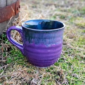 Mystic Purple Peacock giant 20 Oz Hand Glazed for Soups and Beverages Christmas Mother&#39;s Day Birthday Gift All Occasion