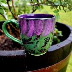 Emerald and Purple Dragonfly Jumbo 24 Oz Mug, Extra Large Mug, Hand Glazed, Ceramic Pottery Mug, Tea Mug, Coffee Mug, Gift