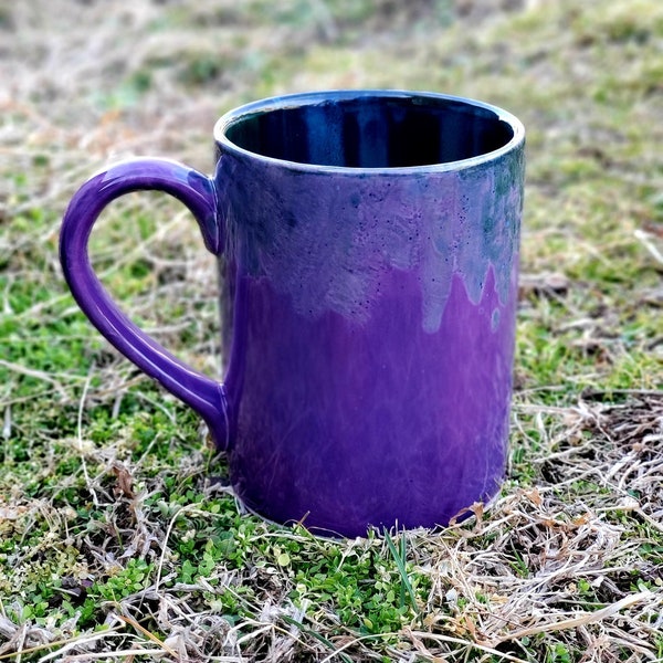 Mystic Lila Pfau Jumbo 24 Oz Tasse, Extra große Tasse, Hand glasiert, Keramik Keramik Tasse, Teetasse, Kaffeebecher, Einzigartiges Geschenk