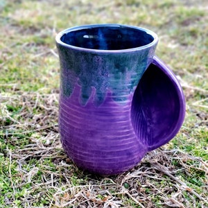 Mystic Purple Peacock Hand Warmer Mug Right Handed for Soups and Beverages Christmas Mother's Day Birthday Gift All Occasion