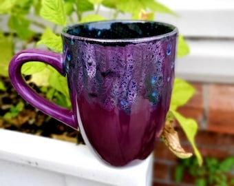 Mystic Purple Peacock Jumbo 24 Oz Mug, Extra Large Mug, Hand Crafted, Ceramic Pottery Mug, Tea Mug, Coffee Mug, Unique Gift